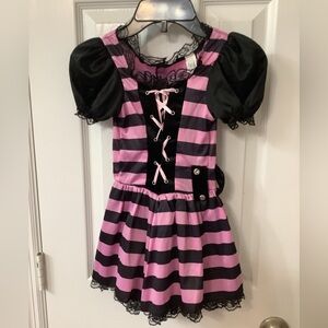 Halloween Girls S (4-6) pink and black stripped dress costume